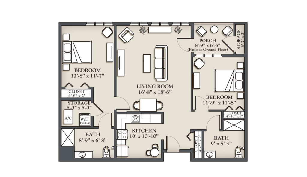 two bedroom apartment floor plan
