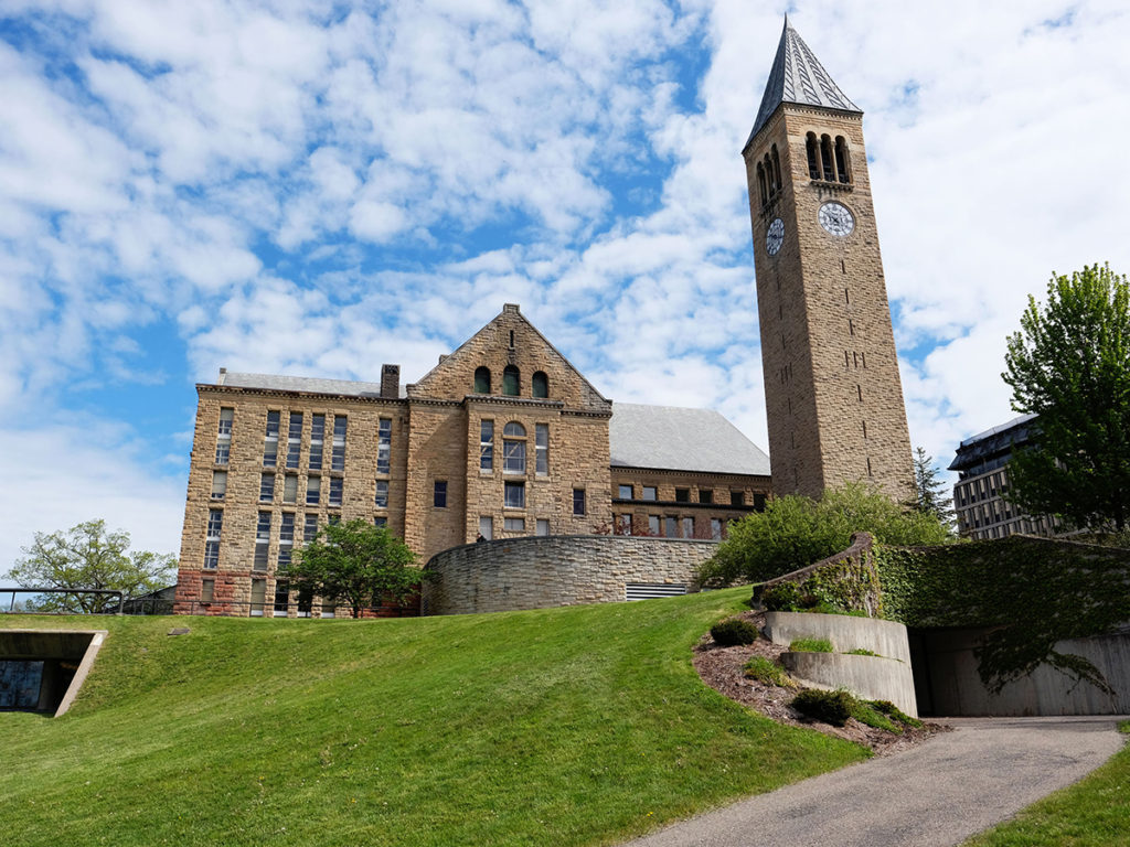 Cornell University Library clock tower in Ithaca, New York